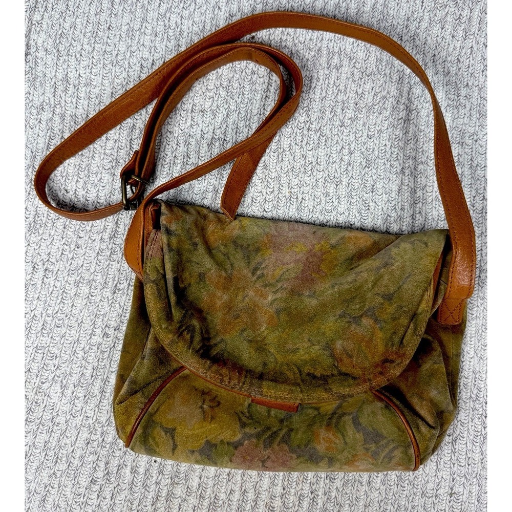 Vintage Ann Taylor Leather Purse Bag Floral Carryon Italy Cottage Core 90